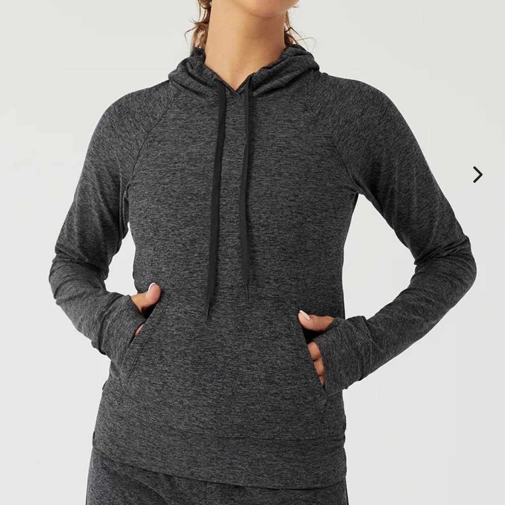 Outdoor Voices Cloud Knit Hoodie in Charcoal